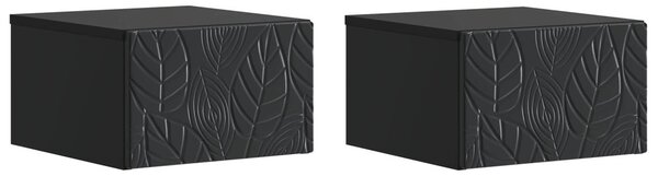 VidaXL Fali oldaltábla 2 pcs Fekete 34,5 x 33 x 20 cm Szerelt Fa