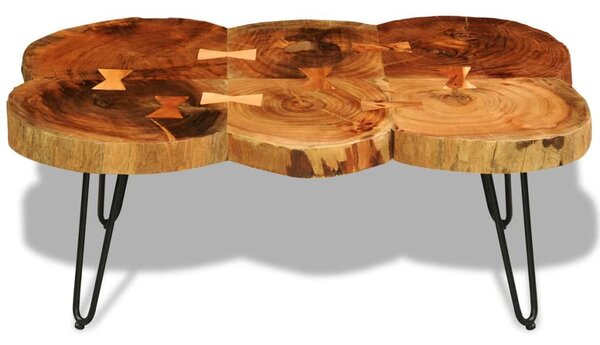 Tömör akácfából dohányzóasztal 6 fakoronggal 35 cm