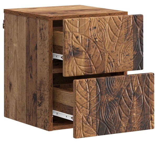 VidaXL Fali éjjeli szekrény 2 pcs Antik fa 34,5 x 33 x 40 cm