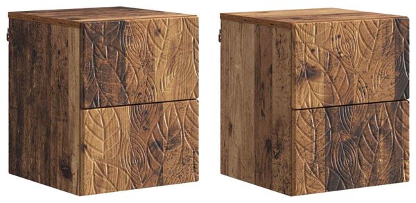 VidaXL Fali éjjeli szekrény 2 pcs Antik fa 34,5 x 33 x 40 cm