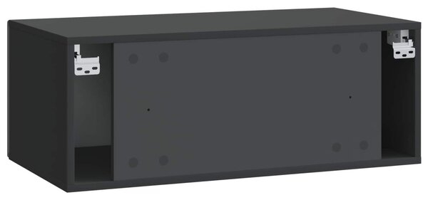 Fali TV szekrény 78,5 x 31 cm Fekete Szerelt Fa