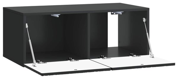 Fali TV szekrény 78,5 x 31 cm Fekete Szerelt Fa