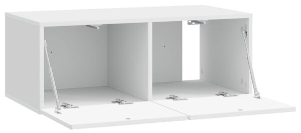 Fali TV szekrény 98 x 41 x 30 cm Magasfényű Fehér Szerelt Fa