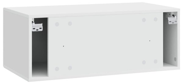 Fali TV szekrény 98 x 41 x 30 cm Magasfényű Fehér Szerelt Fa