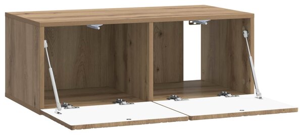Fali TV szekrény 59,5 x 31 cm Kézműves Tölgy Szerelt Fa