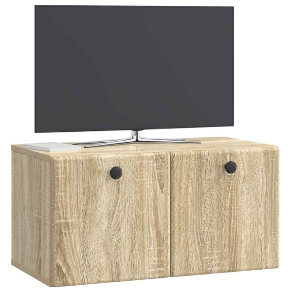 Fali TV szekrény 59,5 x 31 x 30 cm Sonoma Tölgy Szerelt Fa