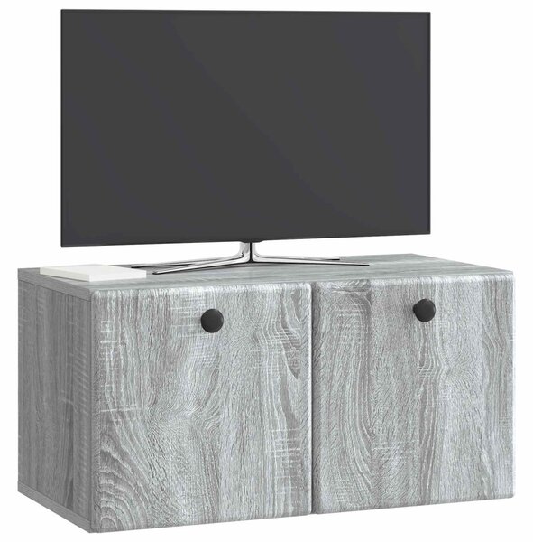 Fali TV szekrény 59,5 x 31 x 30 cm Szürke Sonoma Szerelt Fa