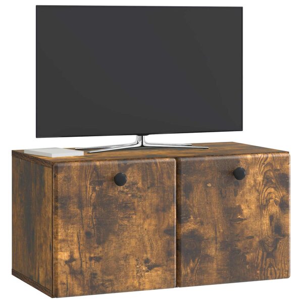 Fali TV szekrény 59,5 x 31 x 30 cm Füstös Tölgy Szerelt Fa