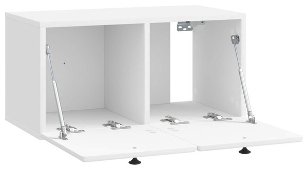 Fali TV szekrény 59,5 x 31 x 30 cm Magasfényű Fehér Szerelt Fa