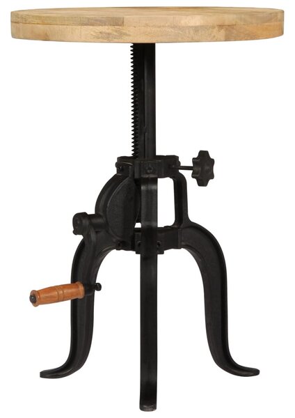 Tömör mangófa és öntöttvas kisasztal 45 x (45-62) cm