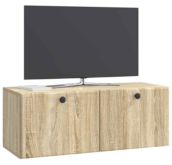 Fali TV szekrény 78,5 x 31 x 30 cm Sonoma Tölgy Szerelt Fa