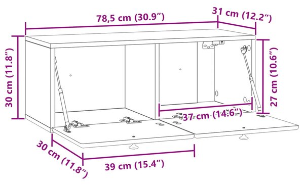 Fali TV szekrény 78,5 x 31 x 30 cm Antik Fa Szerelt Fa