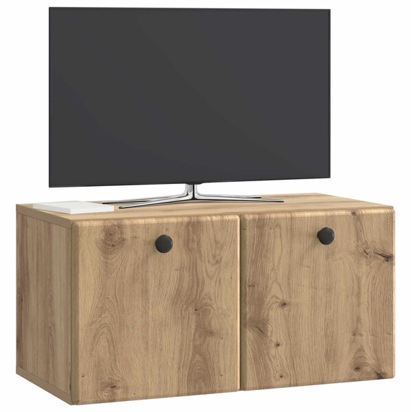 Fali TV szekrény 59,5 x 31 x 30 cm Kézműves Tölgy Szerelt Fa