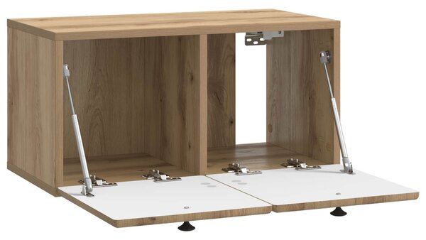 Fali TV szekrény 59,5 x 31 x 30 cm Kézműves Tölgy Szerelt Fa