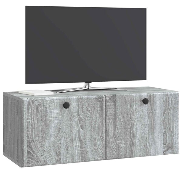 Fali TV szekrény 78,5 x 31 x 30 cm Szürke Sonoma Szerelt Fa