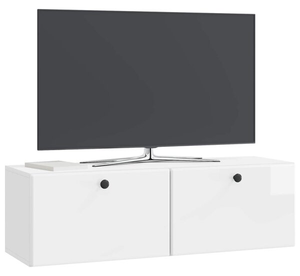 Fali TV szekrény 98 x 31 x 30 cm Magasfényű Fehér Szerelt Fa