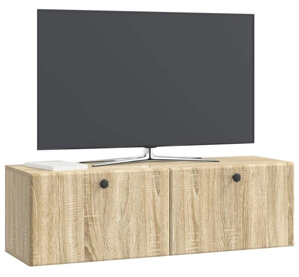 Fali TV szekrény 98 x 31 x 30 cm Sonoma Tölgy Szerelt Fa