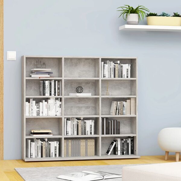 Betonszürke forgácslap CD-tartó szekrény 100 x 23 x 89,5 cm
