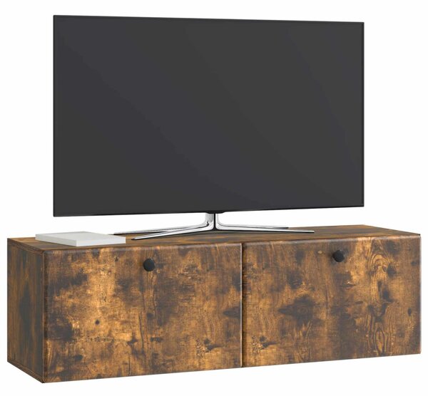 Fali TV szekrény 98 x 31 x 30 cm Füstös Tölgy Szerelt Fa