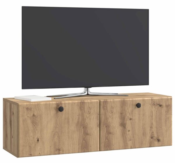 Fali TV szekrény 98 x 31 x 30 cm Kézműves Tölgy Szerelt Fa