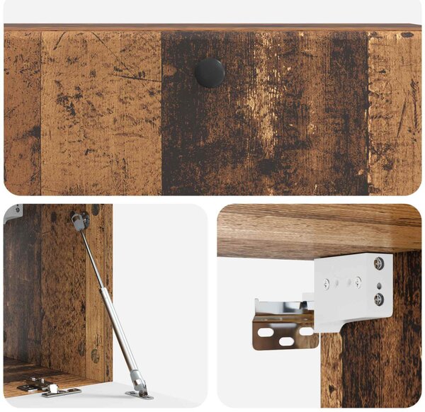 Fali TV szekrény 98 x 31 x 30 cm Antik Fa Szerelt Fa