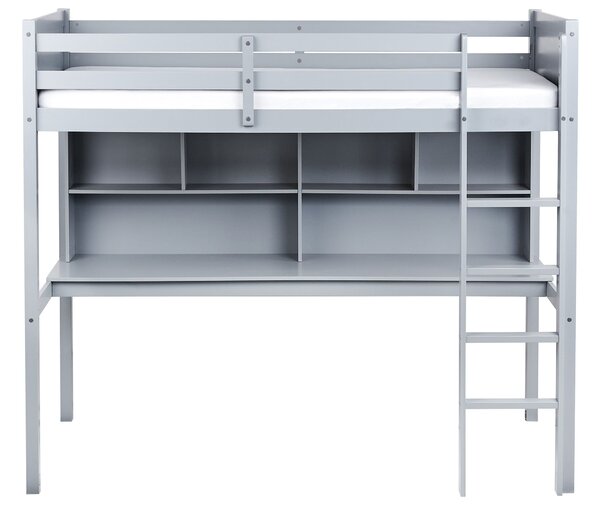 Galériaágy íróasztallal Fenyő FOUCAMONT 90 x 200 cm Szürke