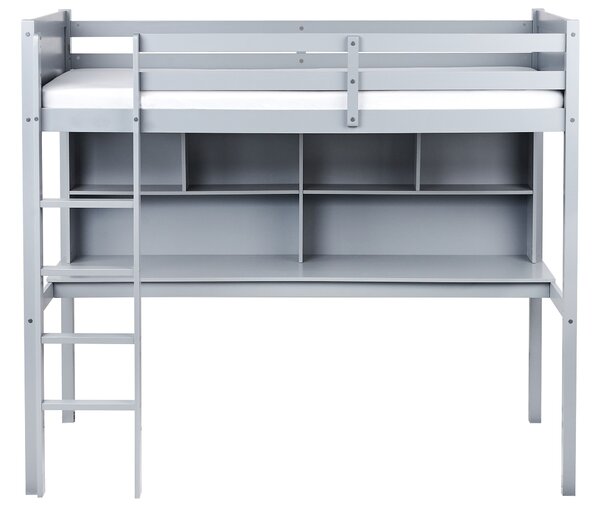 Galériaágy íróasztallal Fenyő FOUCAMONT 90 x 200 cm Szürke