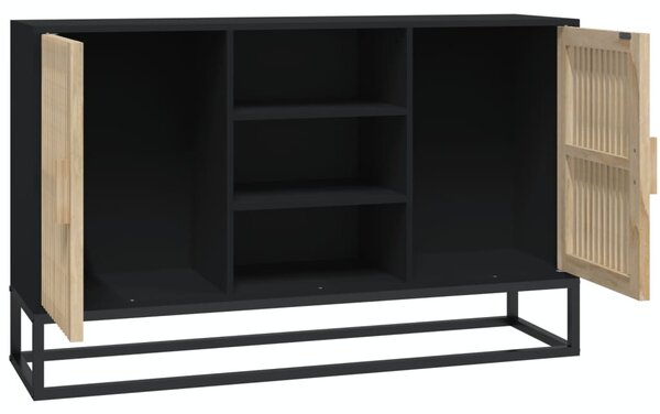Fekete szerelt fa tálalószekrény 105 x 30 x 65 cm