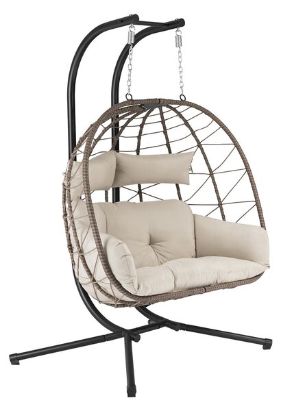 Juskys Aria rattan függő dupla fotel - bézs