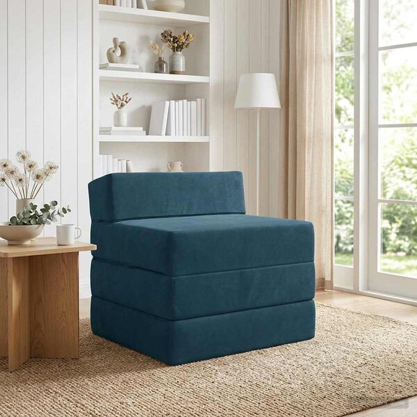 VidaXL Összecsukható kanapéágy Kék 200 x 70 x 15 cm Bársony