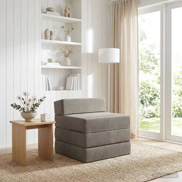 VidaXL Összecsukható kanapéágy Világosszürke 200 x 70 x 15 cm Bársony