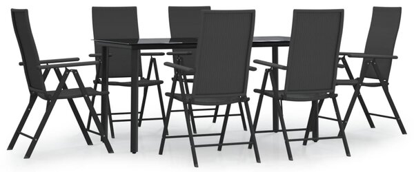 7 részes fekete polyrattan kerti étkezőgarnitúra