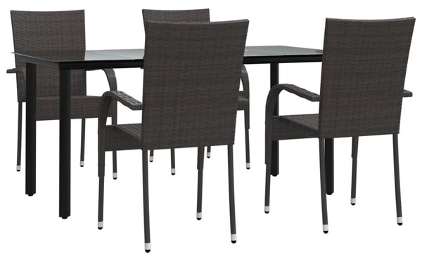5 részes barna polyrattan kerti étkezőgarnitúra