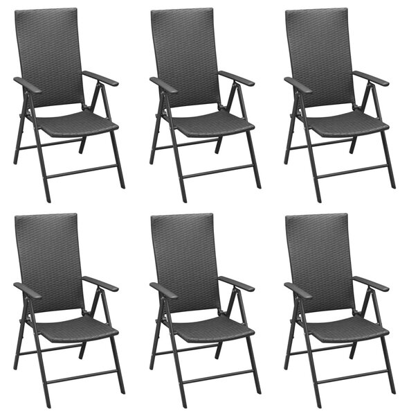 7 részes fekete polyrattan kerti étkezőgarnitúra