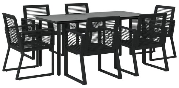 7 részes fekete PVC rattan kerti étkezőgarnitúra