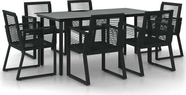 7 részes fekete PVC rattan kerti étkezőgarnitúra