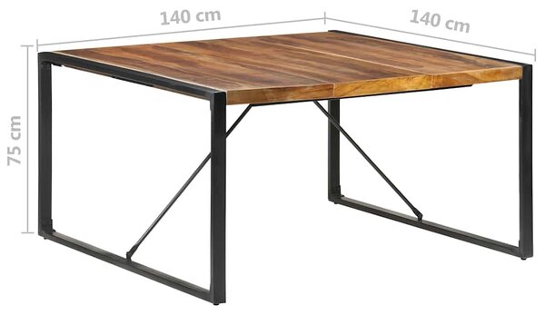 Paliszander felületű tömör fa étkezőasztal 140 x 140 x 75 cm
