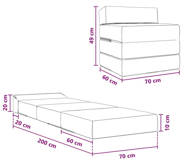 VidaXL Összecsukható kanapéágy Piros Narancs 200 x 70 x 10 cm