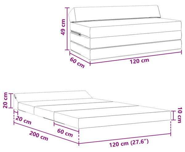 VidaXL Összecsukható kanapéágy Piros Narancs 120 x 60 x 49 cm Szövet