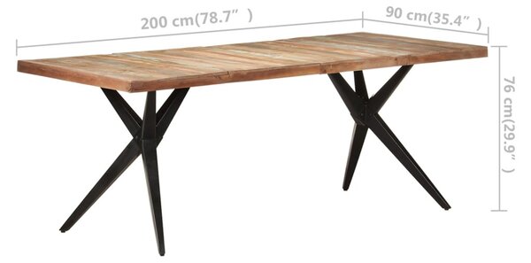 Tömör újrahasznosított fa étkezőasztal 200 x 90 x 76 cm