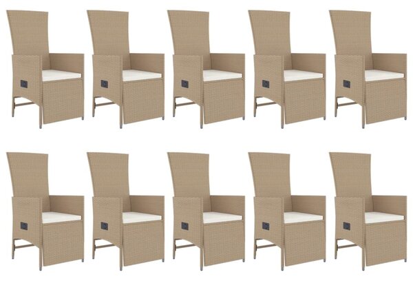 11 részes bézs polyrattan kerti étkezőgarnitúra párnákkal