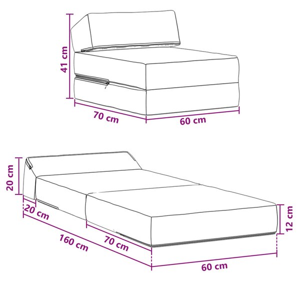 VidaXL Összecsukható kanapéágy Piros Narancs 60 x 70 x 41 cm Szövet