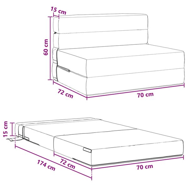 VidaXL Összecsukható kanapéágy Piros Narancs 70 x 72 x 60 cm Szövet