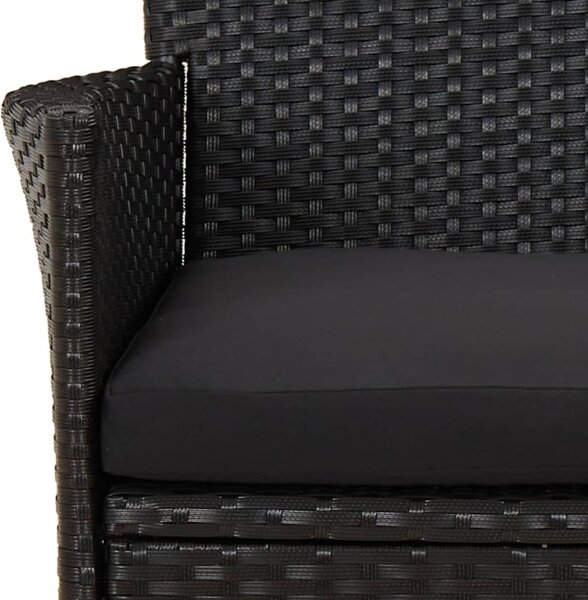 9 részes fekete polyrattan kerti étkezőgarnitúra párnákkal