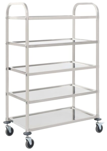 5 szintes rozsdamentes acél zsúrkocsi 107 x 55 x 147 cm