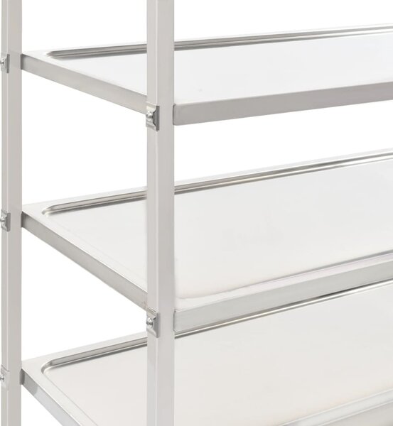 5 szintes rozsdamentes acél zsúrkocsi 107 x 55 x 147 cm