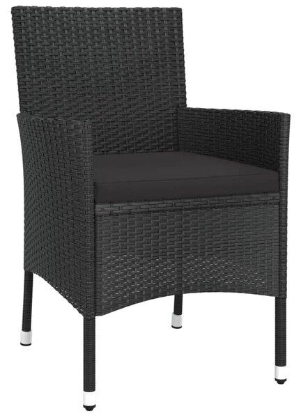 5 részes fekete polyrattan kerti étkezőgarnitúra párnákkal