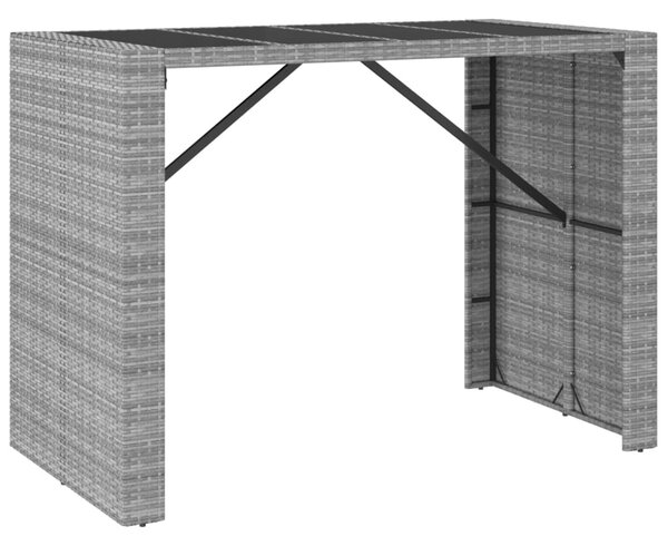 7 részes szürke polyrattan kerti bárszett párnákkal