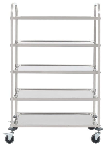 5 szintes rozsdamentes acél zsúrkocsi 107 x 55 x 147 cm