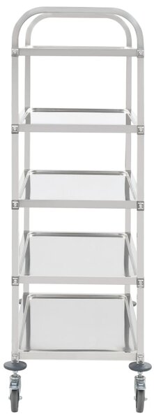 5 szintes rozsdamentes acél zsúrkocsi 107 x 55 x 147 cm